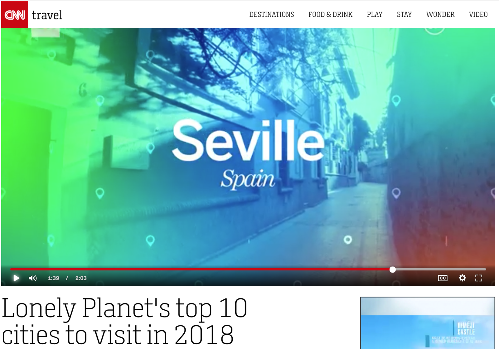 SEVILLE, SPAIN IS THE LONELY PLANET’S #1 DESTINATION RECOMMENDATION FOR 2018